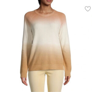 Calvin Klein Women's Long Sleeve Crew Neck Cotton Ombré Sweater Tan XL
